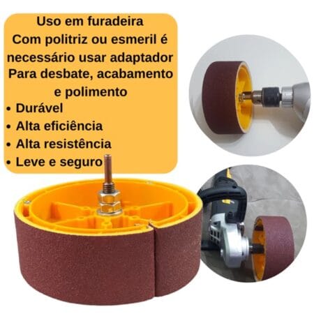 Lixadeira Circular Para Furadeira Manual e Bancada Para Politriz Esmeril Roda Disco Lixa Fácil